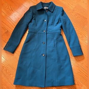 J.Crew Double Cloth Wool Coat | Size T8 | Teal Blue